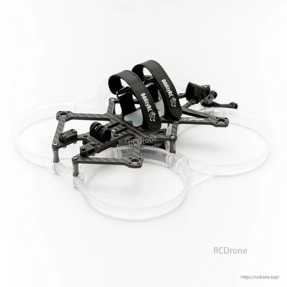 XI35 Pro frame with clear prop guards, angled top view