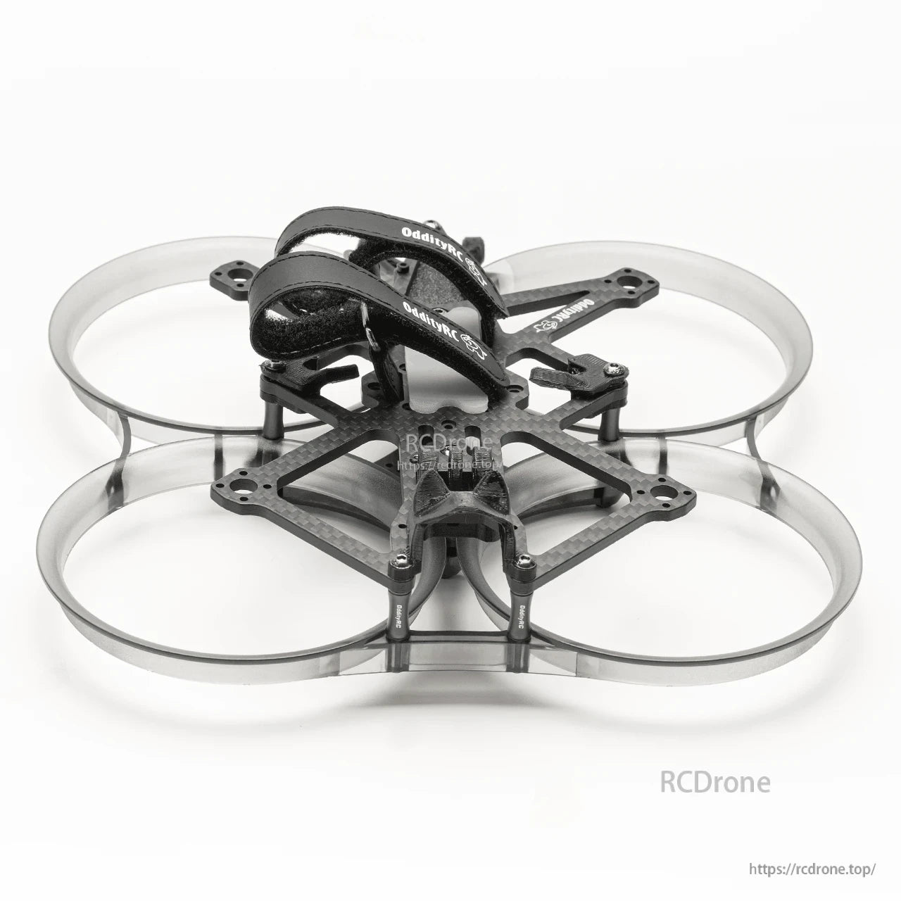 OddityRC XI35 Pro 152mm FPV frame with prop guards, front-on view of carbon plates