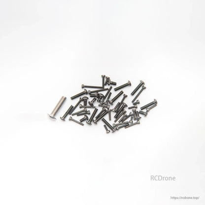 Mixed set of small machine screws and one longer bolt for frame assembly