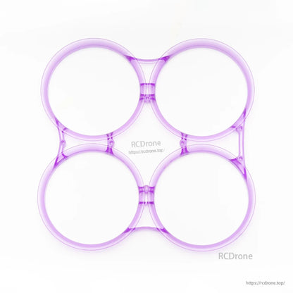 Purple transparent prop guard duct frame with four connected circular ducts, top view