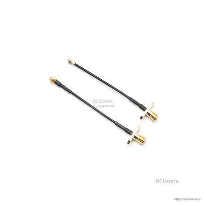 Two RF antenna pigtail cables with bulkhead SMA connectors and U.FL ends