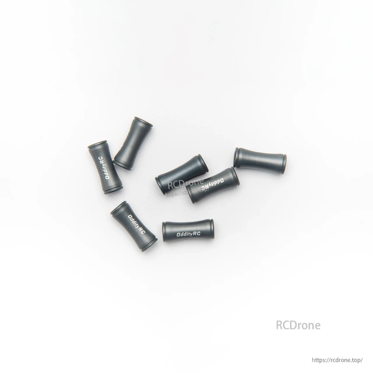 Set of black rubber wire grommets/sleeves printed “OddityRC”, assorted pieces