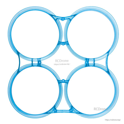 Blue transparent prop guard duct frame, four connected circular ducts for whoop-style build