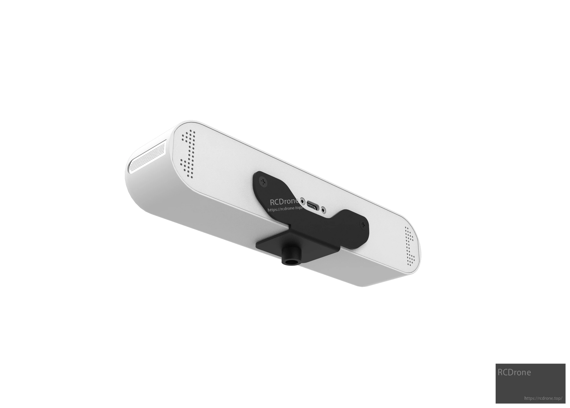 Orbbec Astra+ 3D Camera, Orbbec Astra+ 3D camera features structured light depth sensing, 0.6–8 m range, 1080p RGB, USB 3.0 Type-C, 30 fps, compact design with speakers and mount.