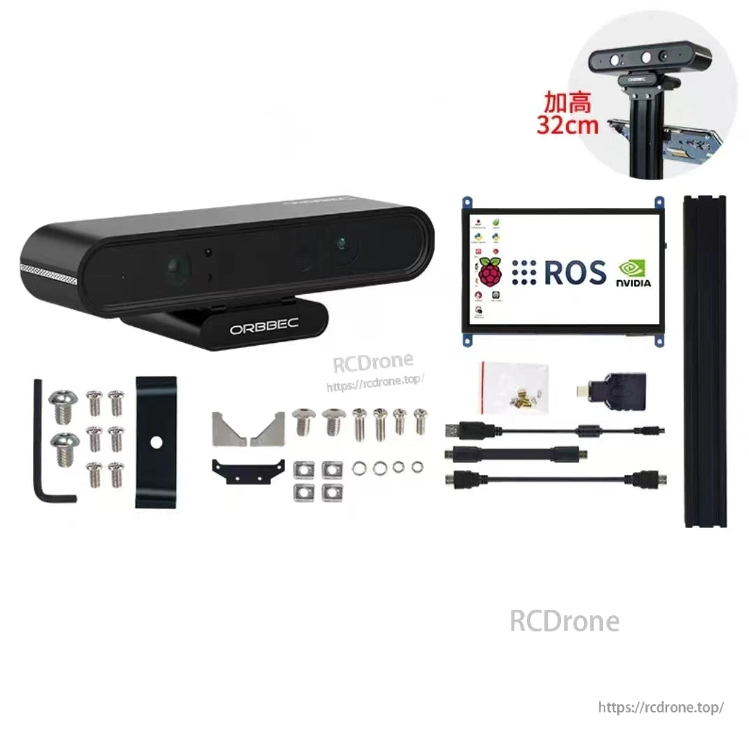 Orbbec Astra Pro Plus 3D Camera, Orbbec Astra Pro Plus 3D camera features 1080p RGB, 640x480 depth, USB 2.0, OpenNI SDK, ROS, NVIDIA support, and includes mounting kit.