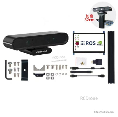 Orbbec Astra Pro Plus 3D Camera, Orbbec Astra Pro Plus 3D camera features 1080p RGB, 640x480 depth, USB 2.0, OpenNI SDK, ROS, NVIDIA support, and includes mounting kit.