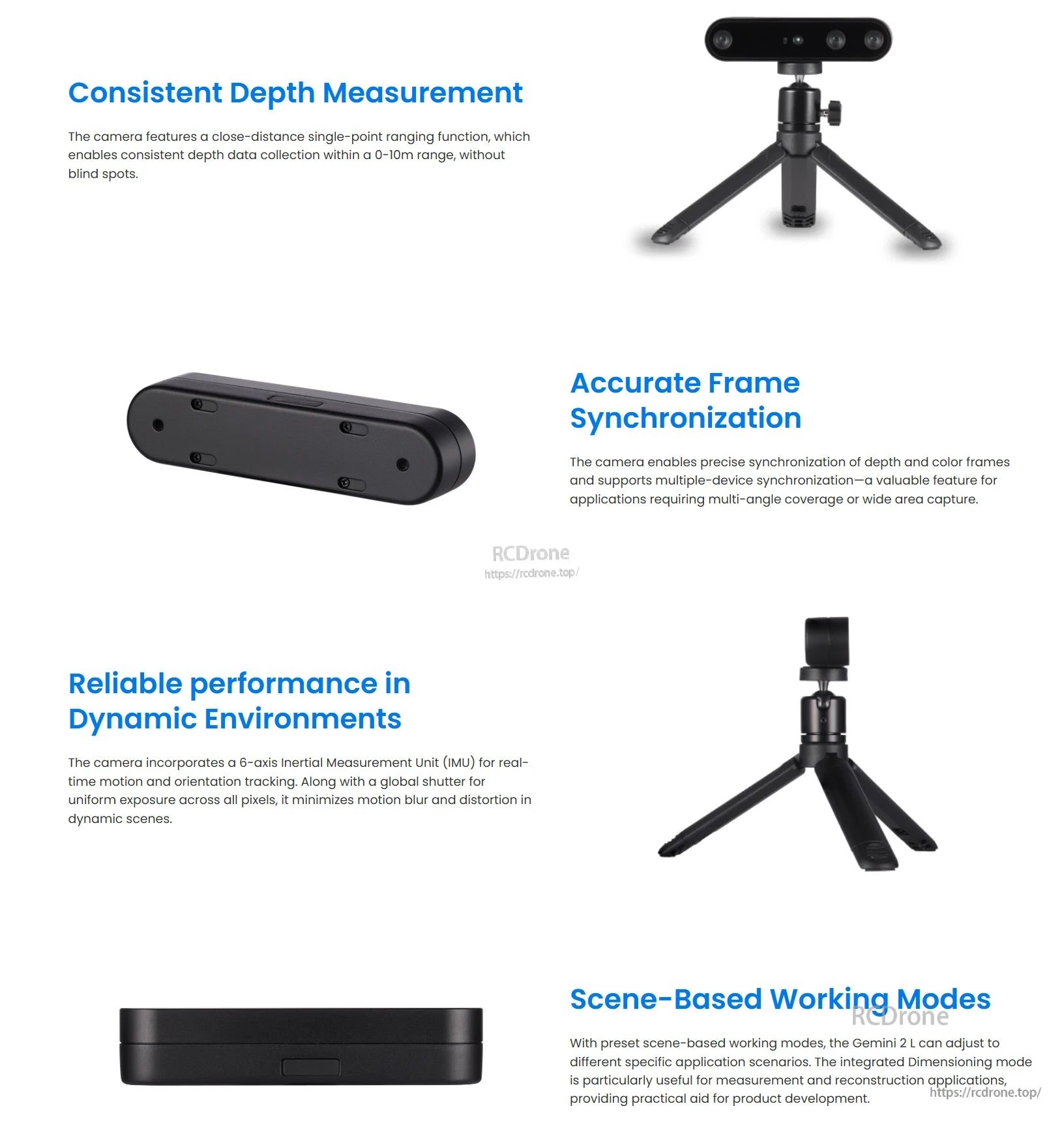 The Orbbec Gemini 2L 3D Camera provides accurate depth, frame sync, reliability in dynamic settings, and scene-based modes for precision applications.