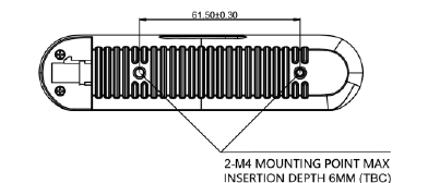 Orbbec Gemini 335LG 3D Camera: 61.50±0.30 mm length, up to 2.4M mounting points, 6mm insertion depth (TBC).