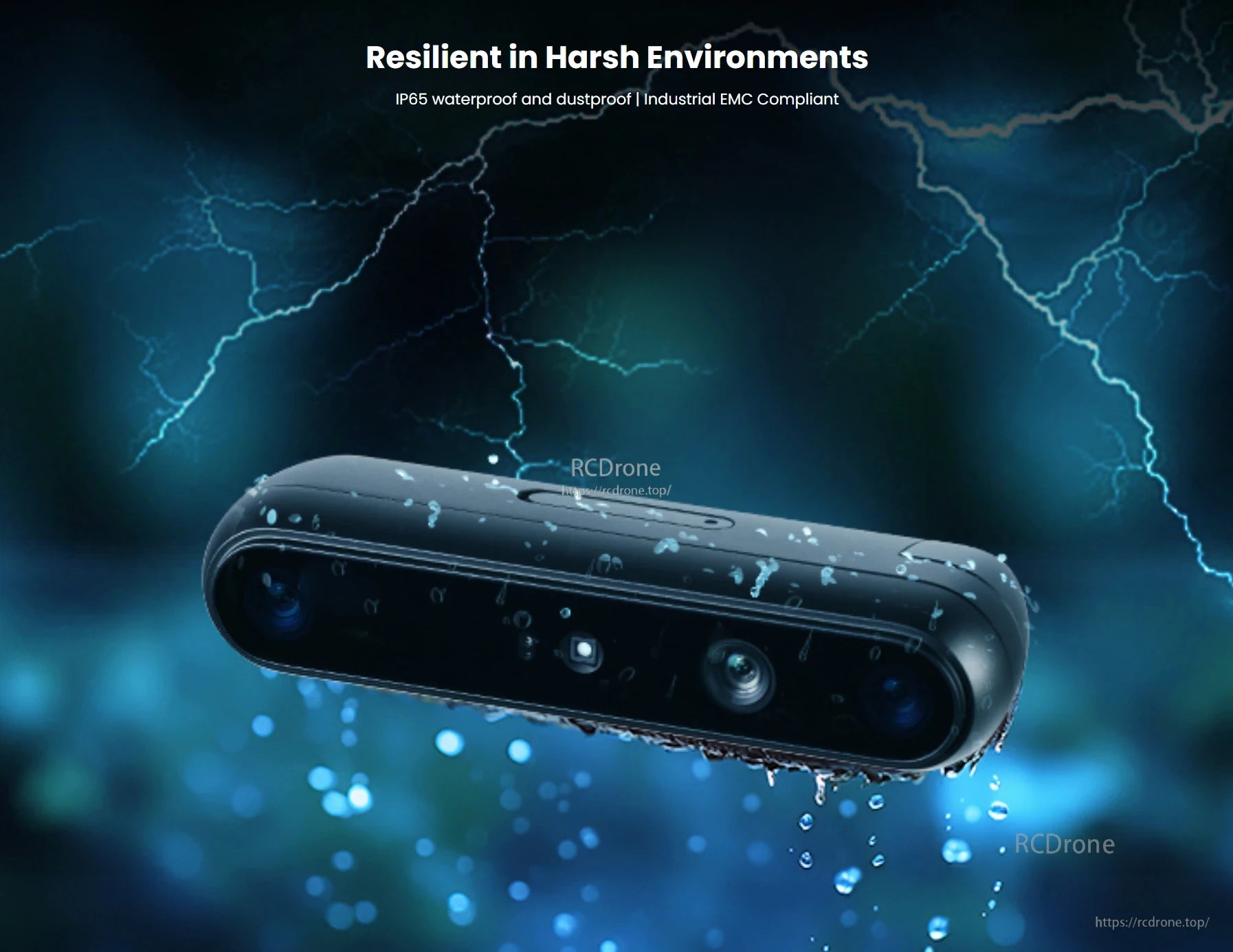 Orbbec Gemini 335Lg Stereo Vision 3D Camera, The Orbbec Gemini 335Lg camera has features like resilience, IP65 waterproofing, and industrial EMC compliance, making it suitable for harsh environments.