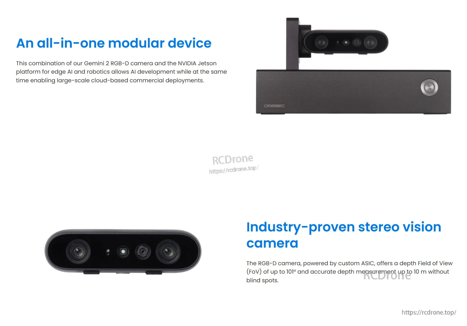 Orbbec Persee N1 3D Camera Kit, A modular AI device combining Gemini 2 RGB-D camera and NVIDIA Jetson enables edge AI and robotics with wide 101° depth view, accurate 10m measurement, and cloud deployment support.