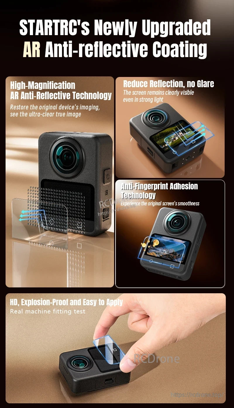 Osmo 360 Tempered Glass Film, Tempered glass film screen protector for DJI Osmo 360 with anti-reflection and anti-scratch features.