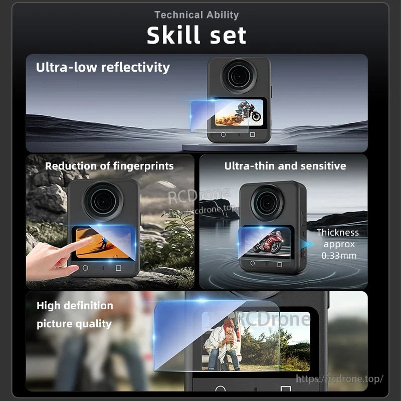 Osmo 360 Tempered Glass Film, Ultra-low reflectivity, anti-fingerprint, ultra-thin, high definition