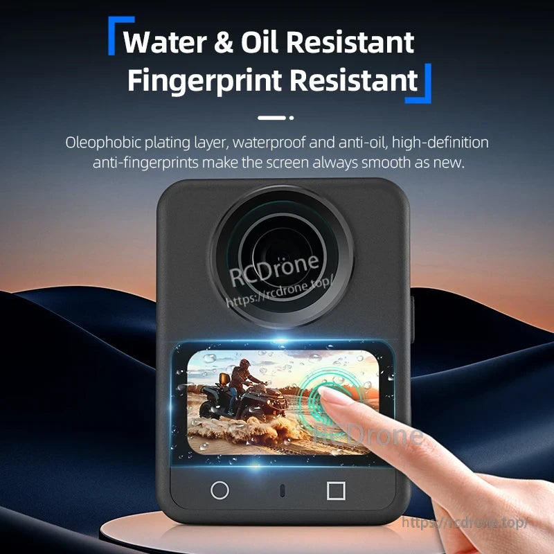 Osmo 360 Tempered Glass Film, Waterproof, oil-resistant, fingerprint-proof, and oleophobic screen protector for high-definition display protection.