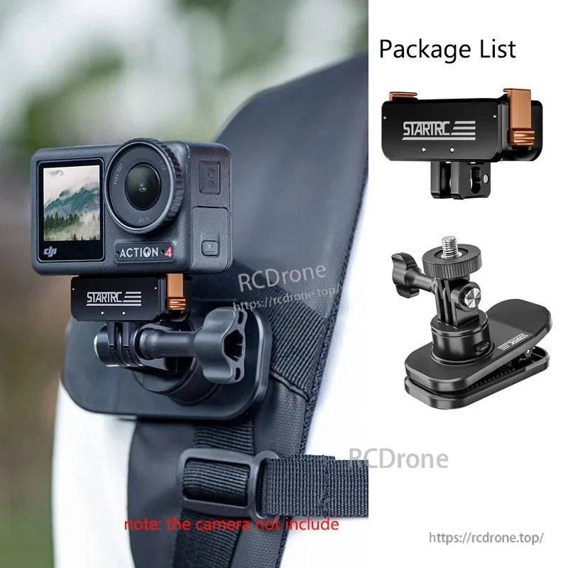 Osmo Action 4 mount with STARIRC clamp and adjustable bracket; camera not included.