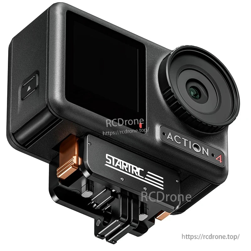 Osmo Action 4 Mount, Adapter base for DJI Osmo Action 4/3 and GoPro cameras, featuring magnetic mounting and quick-release mechanism.