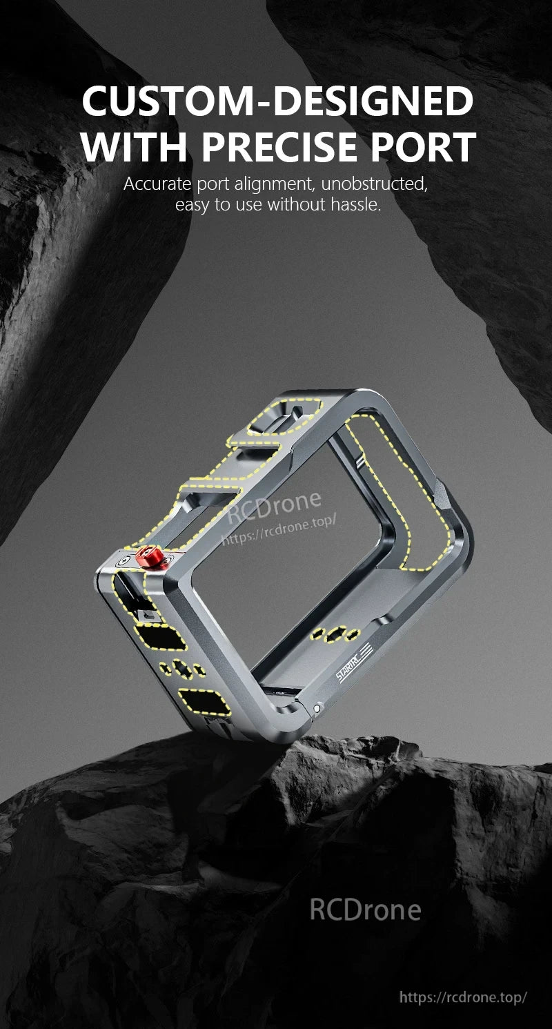 Osmo Action 5 Pro Cage, Custom-designed cage with precise port alignment