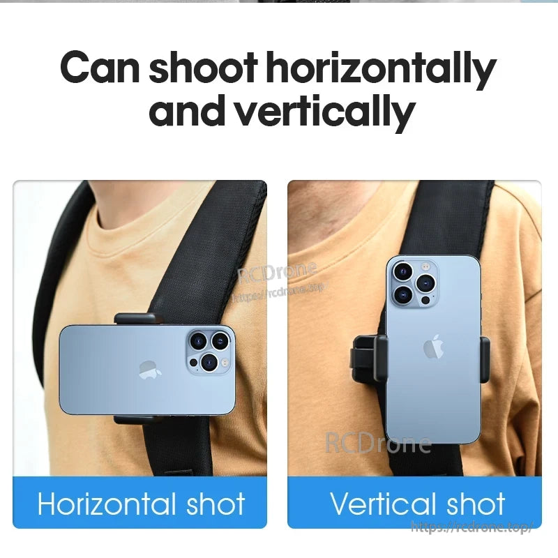 Osmo Action 5 Pro Clamp, Clamp supports horizontal and vertical phone shooting.