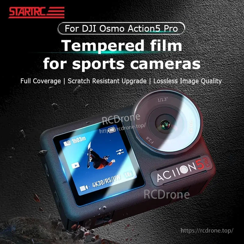 Osmo Action 5 Pro Protector, Tempered film for DJI Osmo Action 5 Pro provides full coverage, scratch resistance, and preserves lossless image quality.