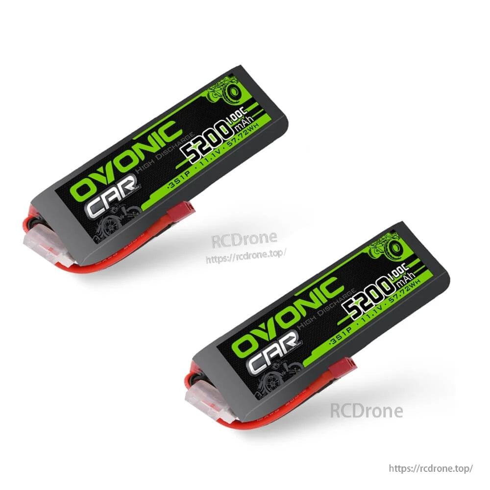 Ovonic 100C 3S1P 5200mAh 11.1V LiPo battery pack for RC cars with Deans (T) connector