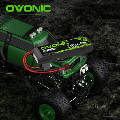Ovonic 5200mAh 3S 11.1V LiPo battery shown installed in RC car battery tray with leads