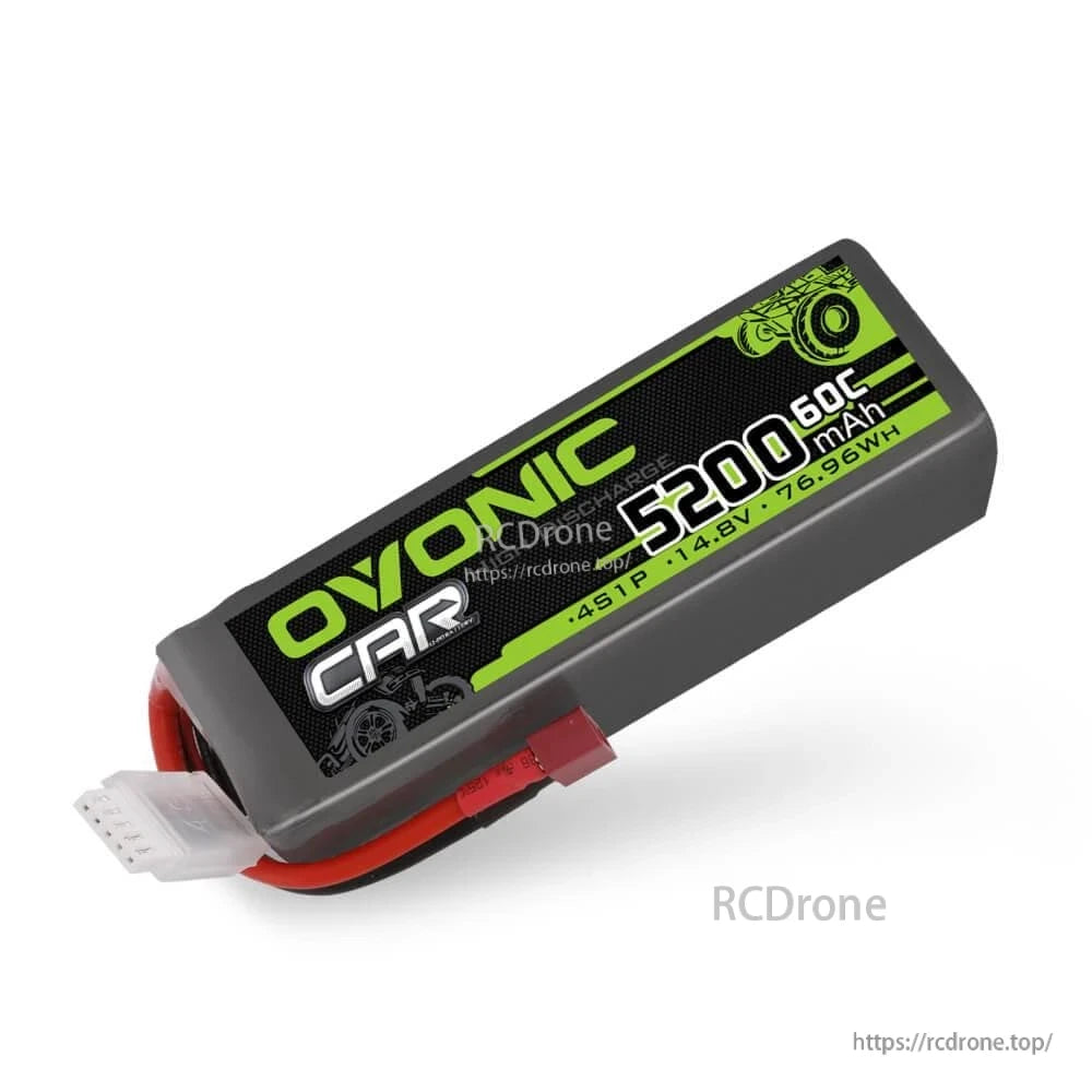 Single Ovonic 5200mAh 4S 14.8V 60C hardcase LiPo battery with Deans T connector and JST-XH balance plug