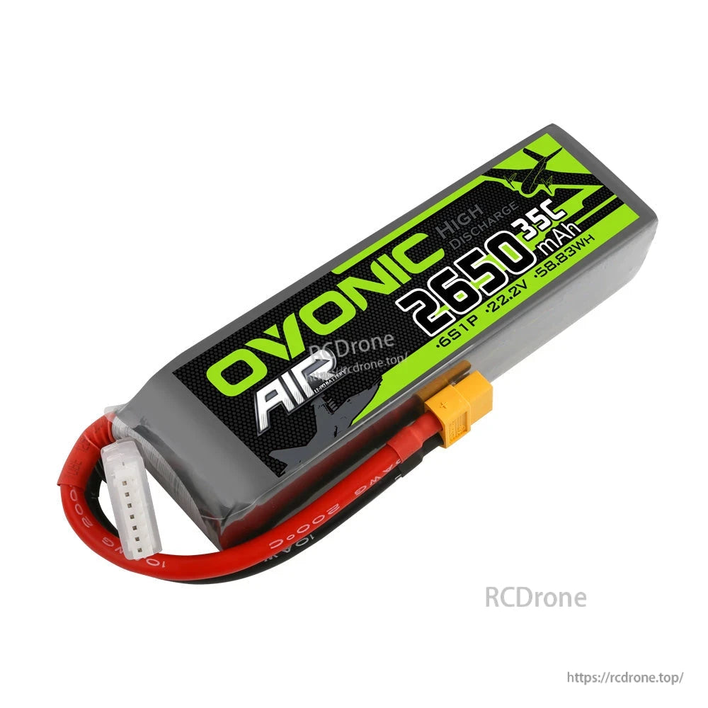 Ovonic 2650mAh 6S 22.2V 35C LiPo battery pack with XT60 discharge plug and JST-XH balance lead