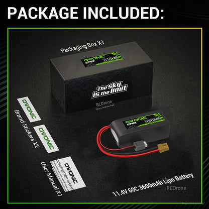 Package included: Ovonic LiPo battery, packaging box, brand stickers, and user manual