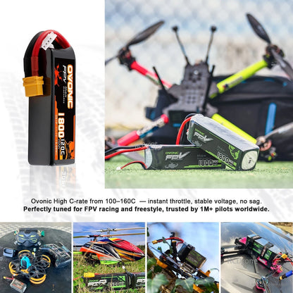 Ovonic 3S 1800mAh 11.1V 120C Softcase LiPo Battery 2-Pack w/XT60 Plug for FPV RC Models