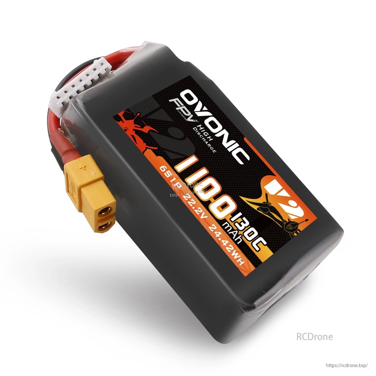 Single Ovonic 1100mAh 130C 6S 22.2V LiPo battery close-up showing label and XT60 connector