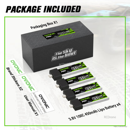 Package included: box, 4 batteries, user manual and 2 brand stickers