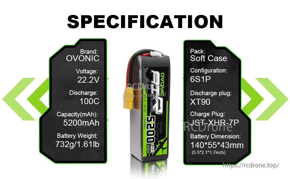 Ovonic 5200mAh 6S 100C LiPo Battery
