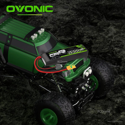 RC car application example with Ovonic hard case LiPo battery installed and XT90 connector visible