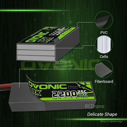Ovonic ARK battery construction diagram showing PVC wrap, internal cells, and fiberboard layers