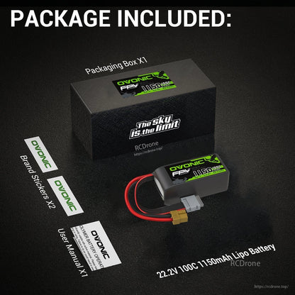 Package contents: Ovonic battery, retail box, user manual, and two brand stickers