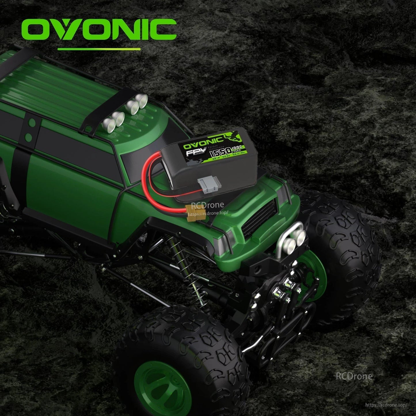 Ovonic 6S 1550mAh LiPo battery shown as power pack on an RC off-road truck (application example)