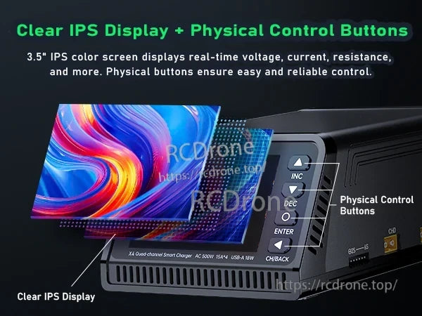 Close-up of OVONIC X4 IPS display, navigation buttons, and Enter control