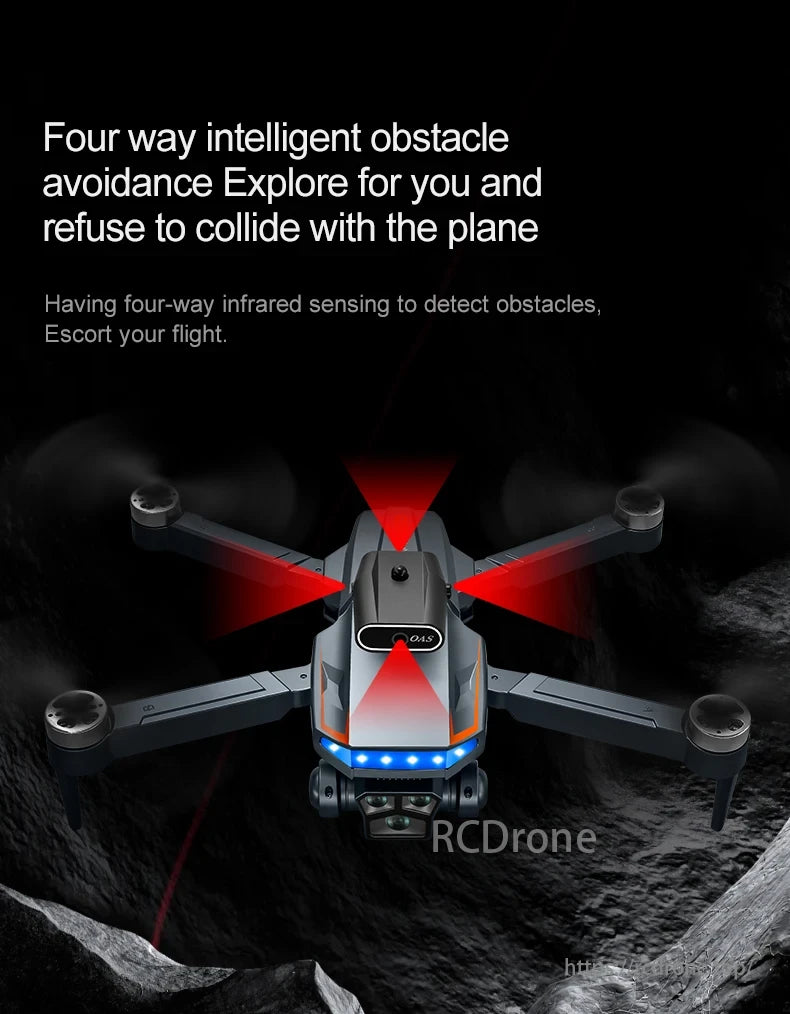 P18 Drone, Four-way intelligent obstacle avoidance prevents collisions, ensuring safe flight.