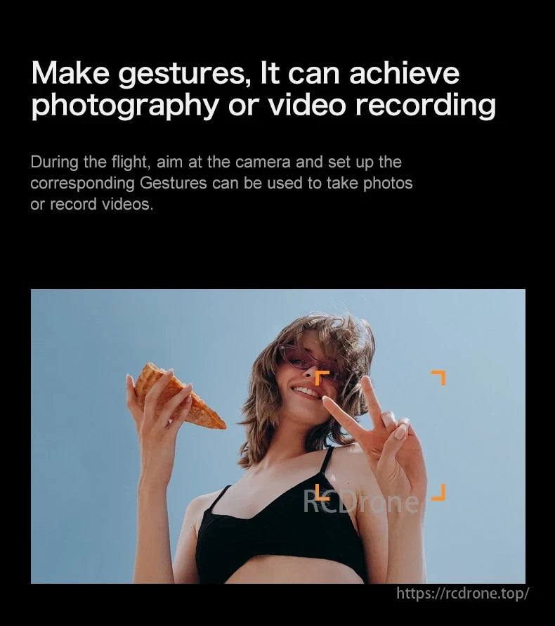 P18 Drone, Make gestures for photography or video recording during flight. Aim at camera.