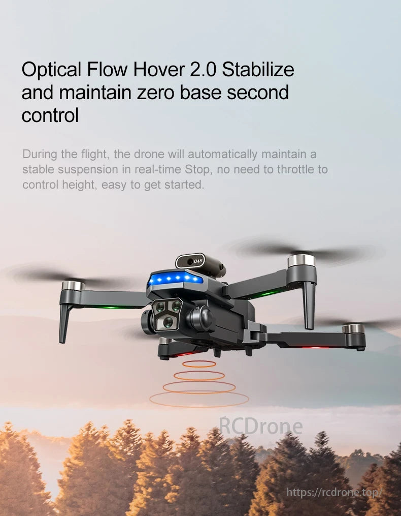 P18 Drone, Optical Flow Hover 2.0 stabilizes drone flight in real-time without throttle control for height.