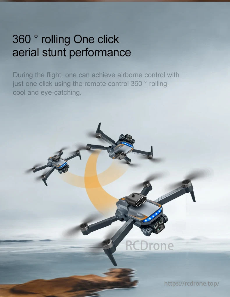 P18 Drone, 360° rolling, one-click aerial stunts for cool, eye-catching drone performance.