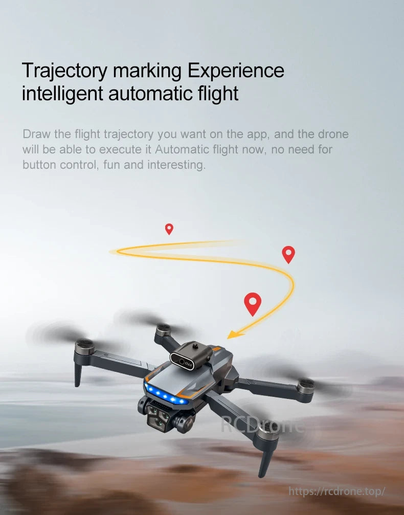 P18 Drone, Trajectory marking experience intelligent automatic flight. Draw flight path on app for drone execution.