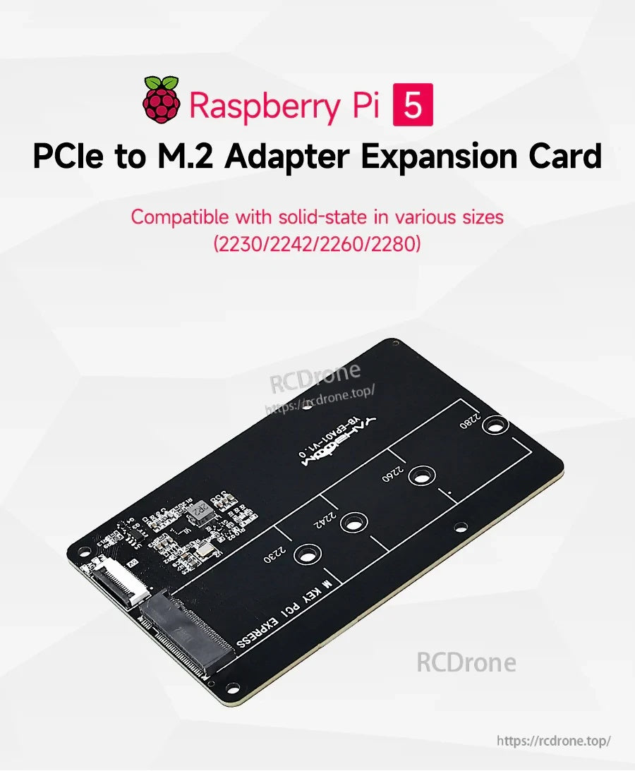 Yahboom YB-EPA01-V1.0 PCIe to M.2 adapter expansion card for Raspberry Pi 5, supports 2230–2280 NVMe SSDs