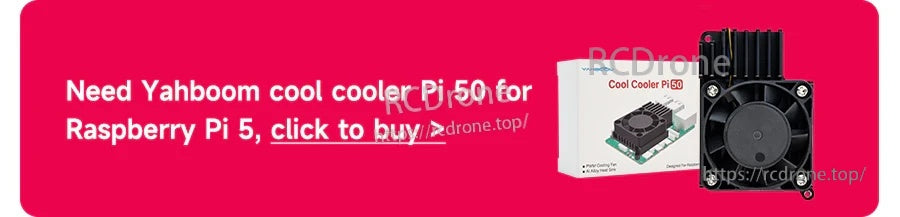 Banner promoting a Yahboom cool cooler for Raspberry Pi 5, separate purchase