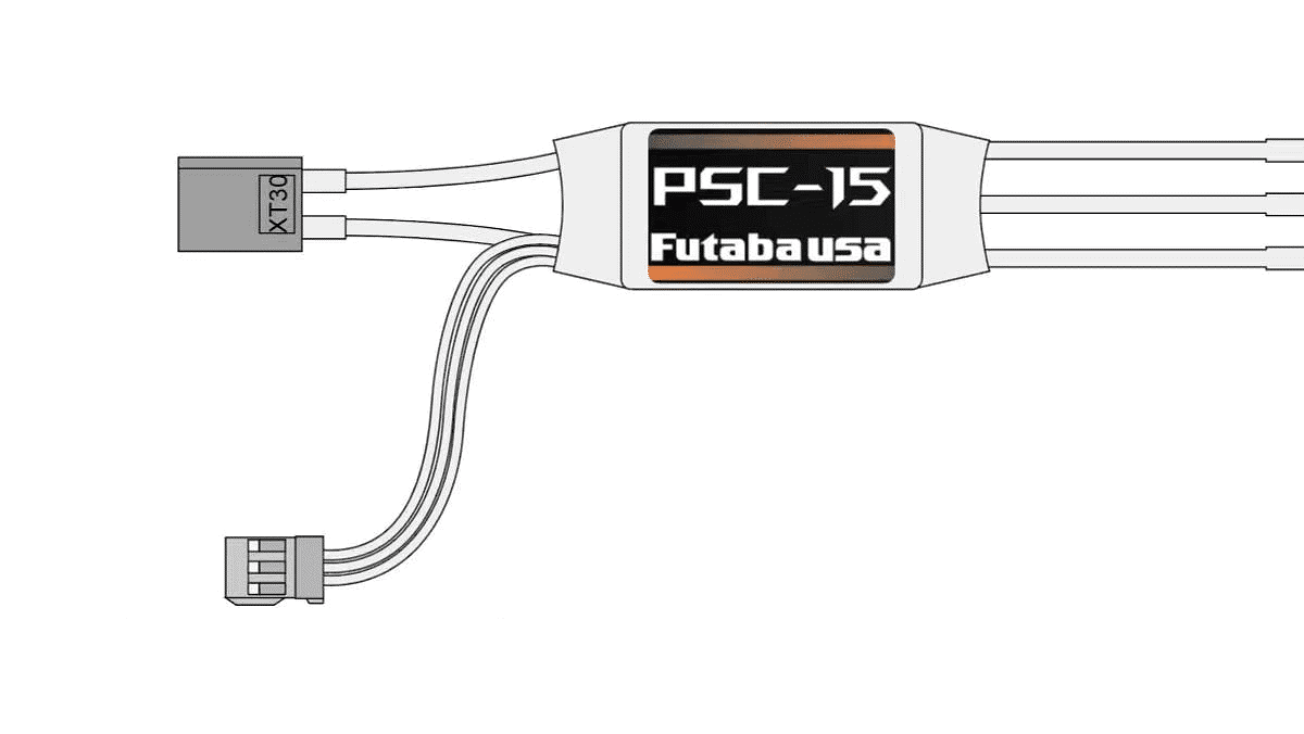 Futaba PSC-15 motor controller PS-1500 15A Profile Series ESC with XT30 and J connector leads