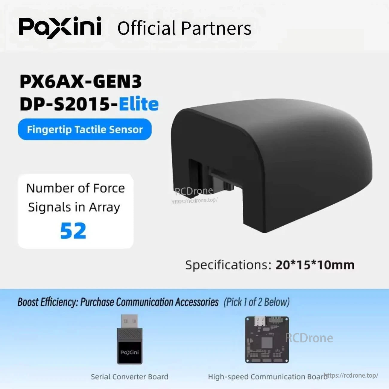 PX6AX-GEN3 DP-S2015-Elite fingertip tactile sensor module, 52 force signals, 20×15×10 mm