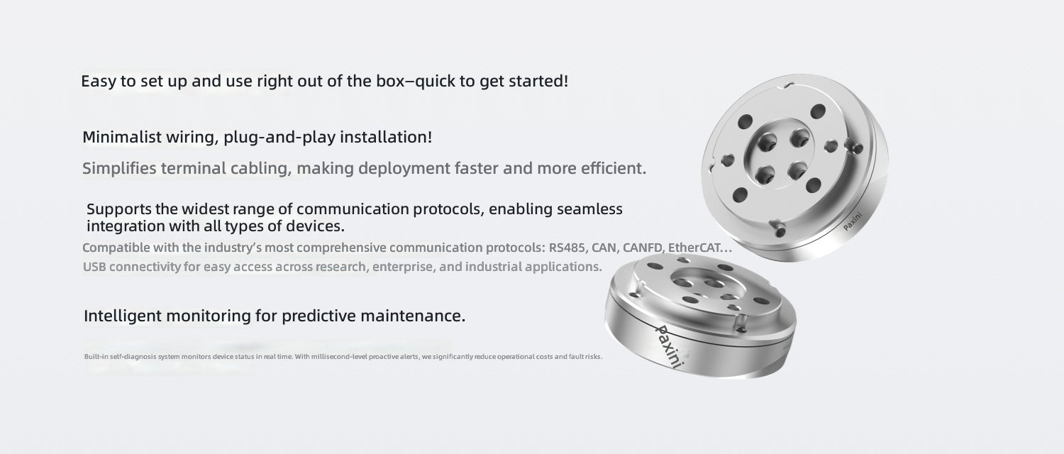 PX6D series 6-axis force/torque sensor with plug-and-play wiring and multi-protocol interfaces