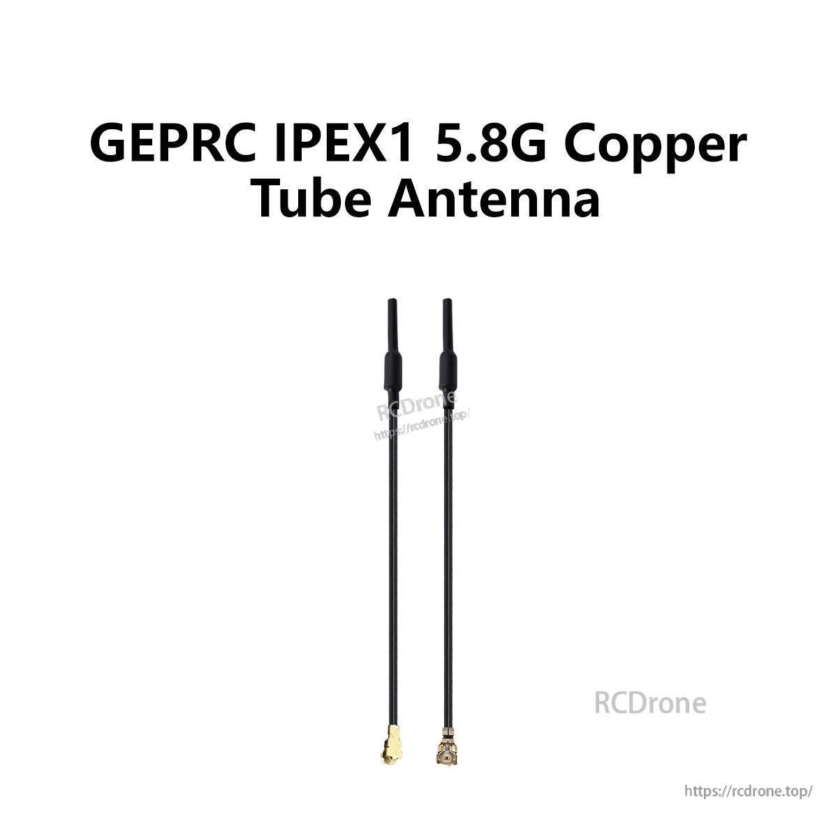 Pair of GEPRC 5.8G copper tube antennas with black coax leads and IPEX1 (U.FL) connectors