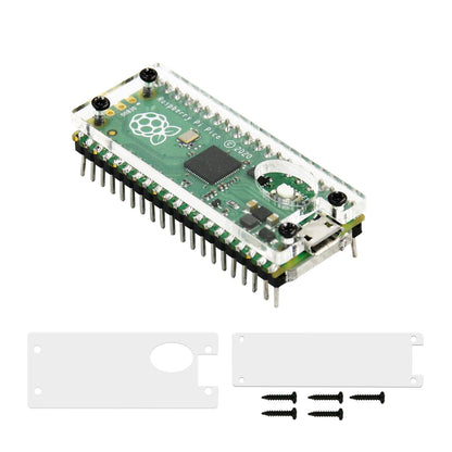 Yahboom Acrylic Protective Case installed on Raspberry Pi Pico board, with acrylic plates and screws shown