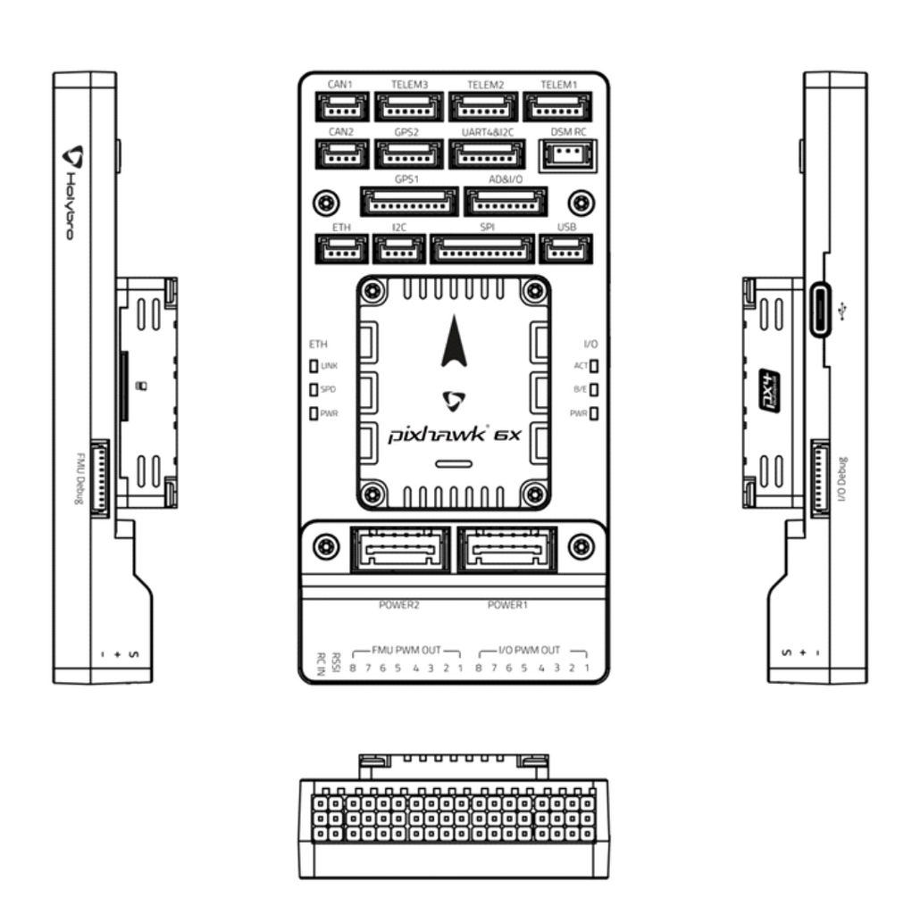 Holybro Pixhawk Baseboards - Standard / Mini for Autopilot Flight Controller Compatible with Pixhawk 6X, 5X 11 Holybro Pixhawk Baseboards, baseboards can be used with Pixhawk 6X, 5X, and any flight