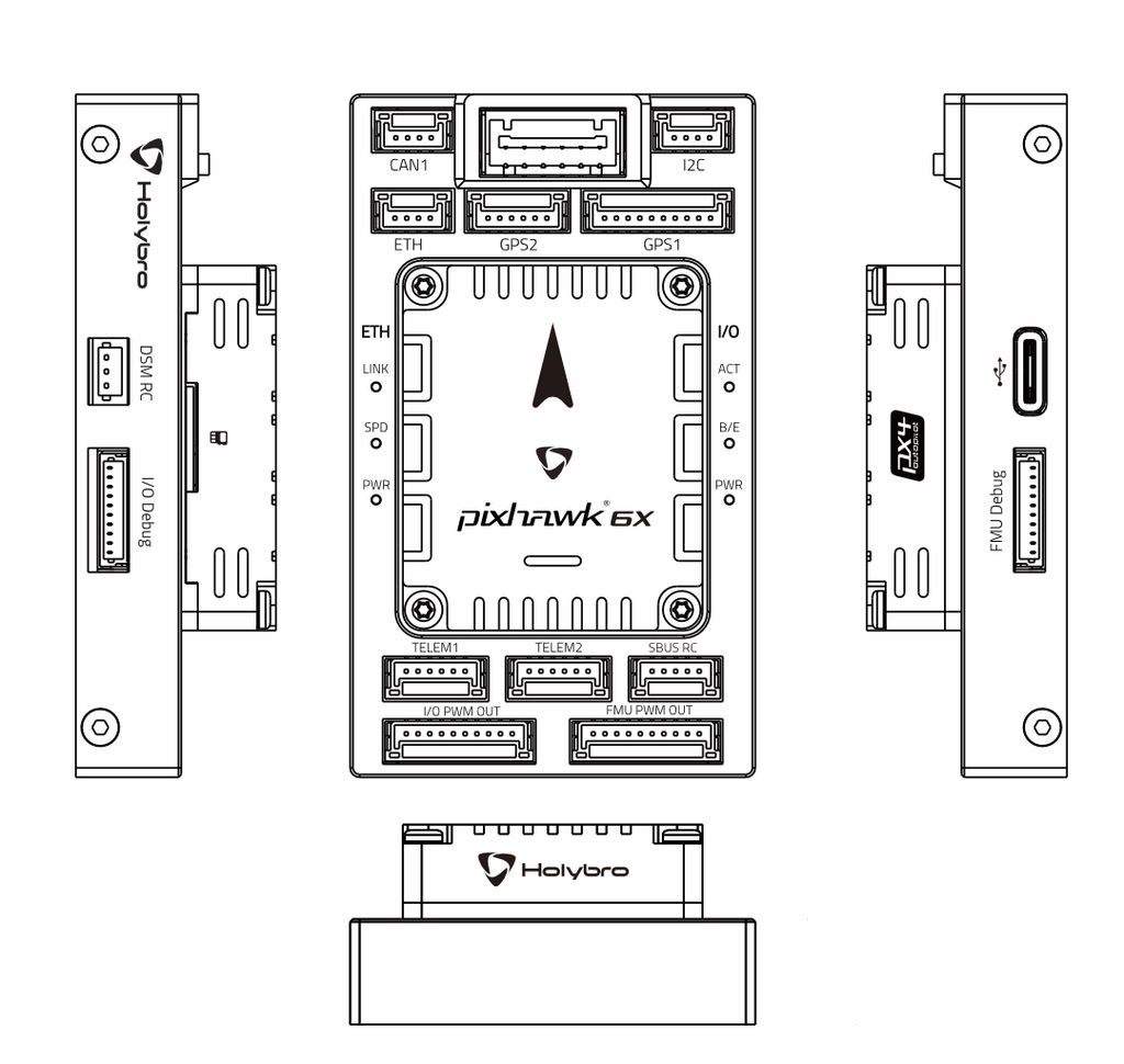 Holybro Pixhawk Baseboards - Standard / Mini for Autopilot Flight Controller Compatible with Pixhawk 6X, 5X 12 Holybro Pixhawk Baseboards, Pixhawk Mini Baseboard Ports Pinout can be found here .